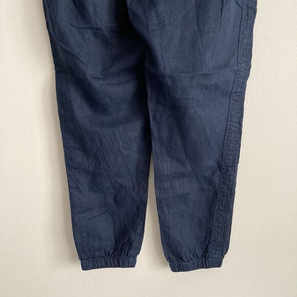 Athleta Womens Navy Blue Cabo Linen Jogger Pants Size 8 Pull On Casual Leisure - Picture 9 of 11